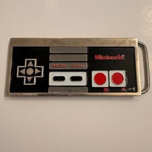 Vtg 2003 Nintendo Belt Buckle Men's Black/Red/Silver